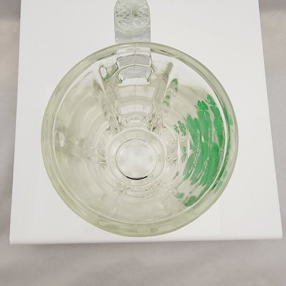 Small Clear Glass Stein Mug Green Printed Shamrocks St Patricks Day - Picture 4 of 6